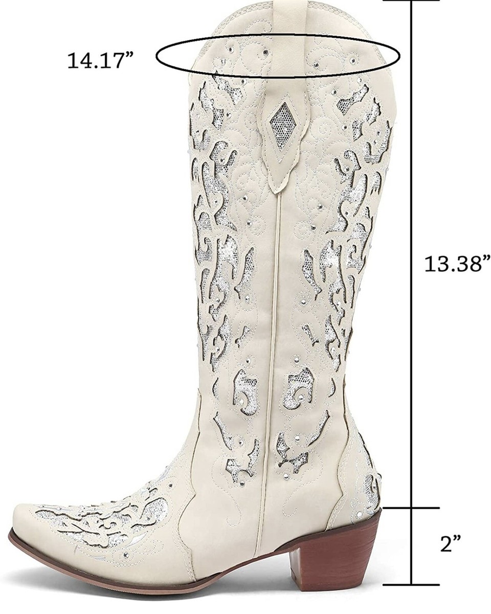 Kluolandi Women's Embroidered Western Cowgirl Boots with