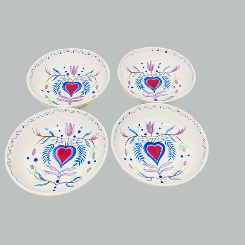 Vintage 5 PC Ceramic Salad Bowl Set Heart & Tulip Fred Roberts Company Japan - Picture 8 of 17