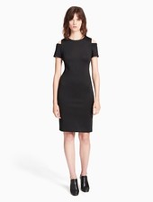 Calvin Klein Cold Shoulder Scuba Sheath Dress Sz 8 Black New $134.00