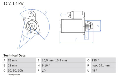 BOSCH 0 986 014 840 Starter für BMW