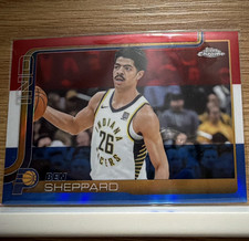 Topps Chrome 2023-24 Ben Sheppard Rookie Card #94 Indiana Pacers. rookie card picture