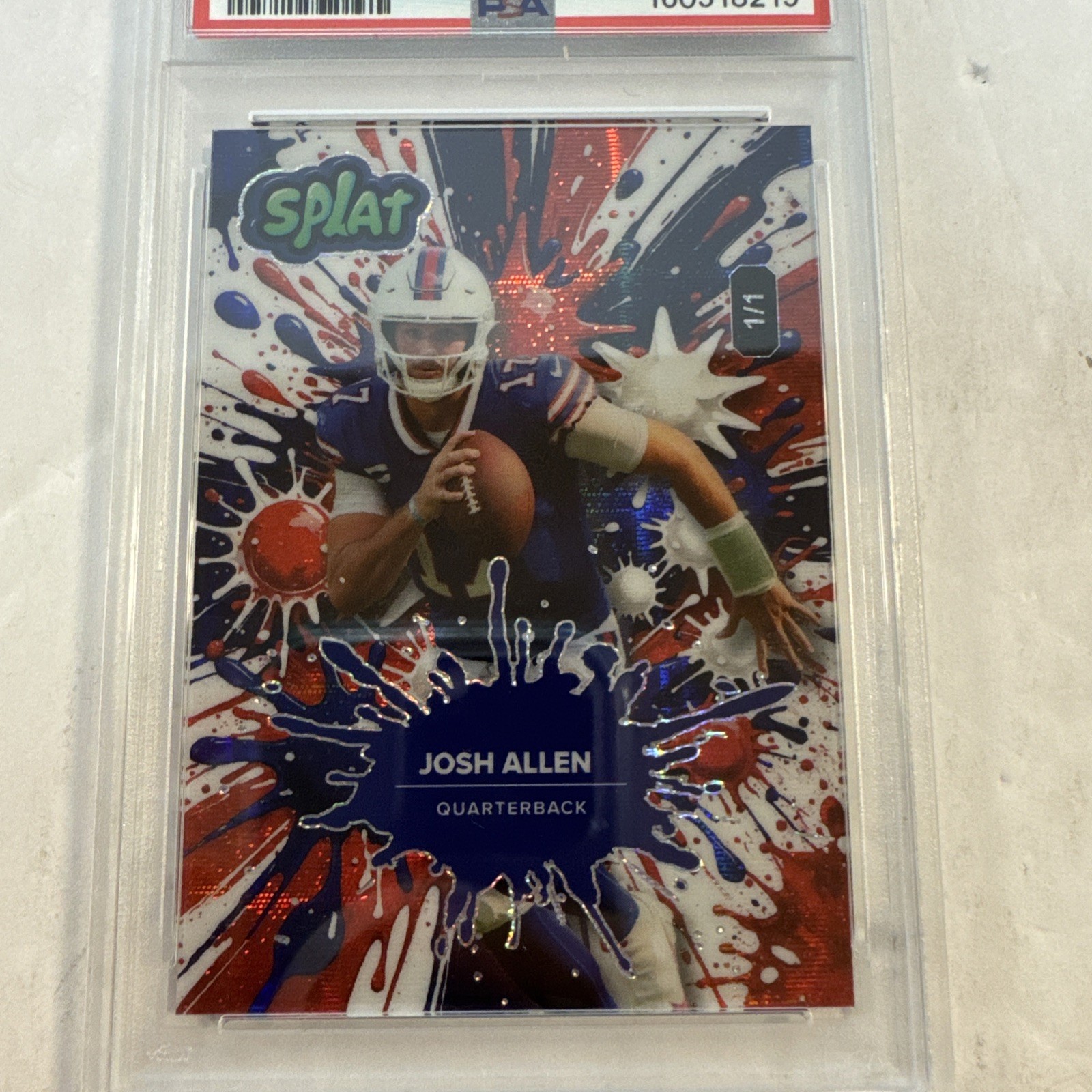 PSA 8 | Josh Allen 2025 Wild Card Splat Blue, Red, and White 1/1 Football Card view 3
