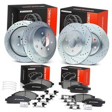 Front Rear Drilled and Slotted Disc Brake Rotors F R Drilled and Slotted