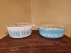 Vintage Pyrex AMISH BUTTERPRINT CASSEROLE COLLECTABLES W/LIDS 471 472