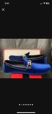Amali Bling-052 Men’s Shoes Royal Blue Velvet Loafers With Box Size 10.5 ￼
