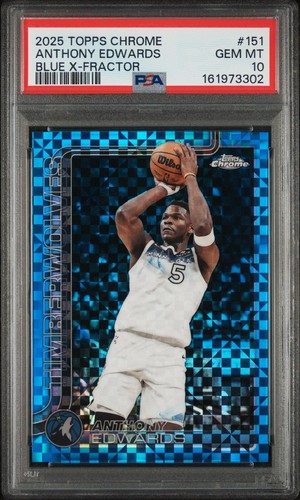 2025-26 Topps Chrome Anthony Edwards Blue X-Fractor #151 Timberwolves PSA 10