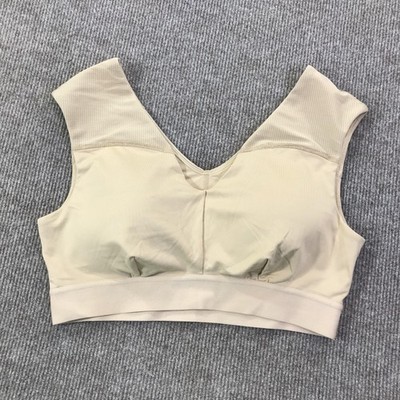 Tommie Copper Sports Bra Womens Large Beige Tan Shoulder Support Copper Znergy