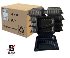 200 Ct 8x8x2  Clamshell Take Out Food Containers | 2 Compartment