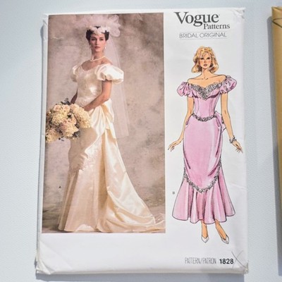 VOGUE Patterns Bridal Designer #1828 Misses Dress Size 8 Bride Bridesmaid 1980s