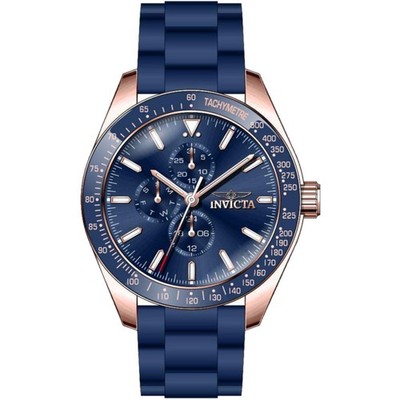 Invicta Aviator GMT Blue Dial Blue Silicone Men's Watch 38406