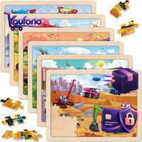 Puzzle Fahrzeuge Bagger Holzpuzzle 6X60 Teile Lehrreiches Spielzeug Ab 4 Jahre