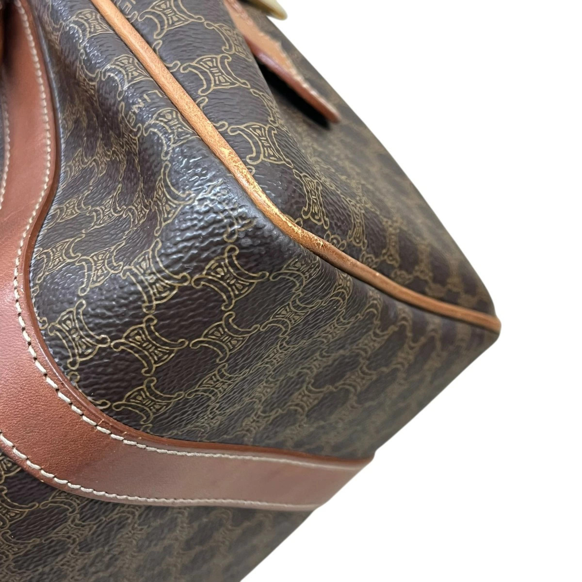 Celine Macadam Pattern Brown Textured Leather Sho… - image 6