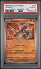 2025 POKEMON PRE EN-PRISMATIC EVOLUTIONS MASTER BALL REVERSE HOLO GROUDON PSA 10