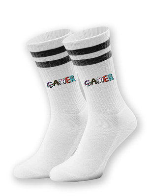 Unisex Socks Gamer - Funny Tennis Socks with Controller Lettering Gift