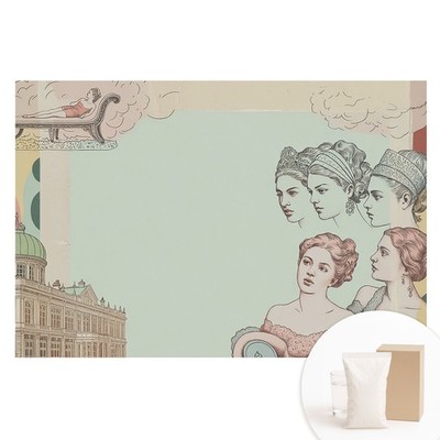 Non Woven Wallpaper Mural For Living Room Stylish Pastel Historical Collage