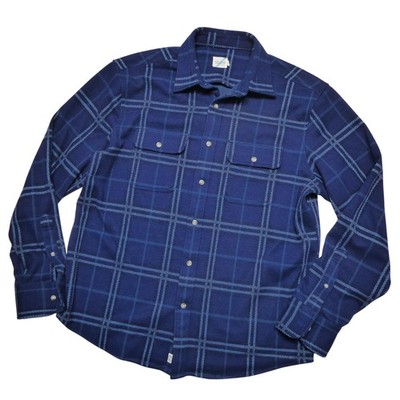 Fair Harbor Shirt Mens Large Blue Plaid Flannel Long Sleeve Button Front Stretch
