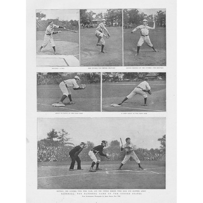 BASEBALL The National Game of the United States - Antique Print 1897