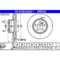 Bremsscheibe ATE 24.0128-0254.1 (2 Stk.) FüR BMW X3