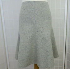Next Skirt UK 12 Grey Speckled Wool Blend Flare Knee Length Lined Career Office