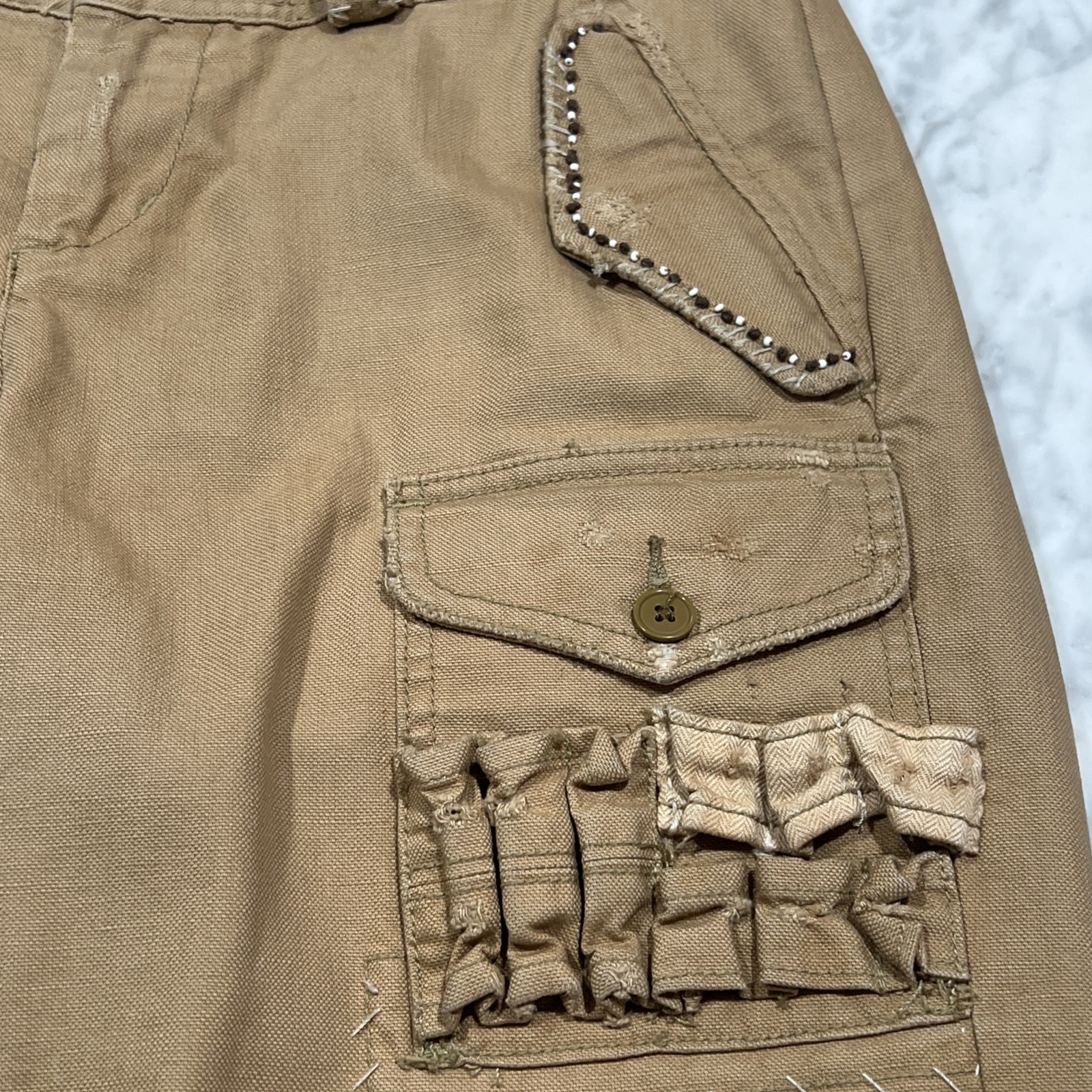 Vintage Ralph Lauren Blue Label Jeans Women 4 Military Southwestern Beads Stitch image 4