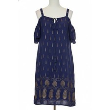 Medium Navy Blue Cold Shoulder Sundress Loose & Flowy Summer Spring