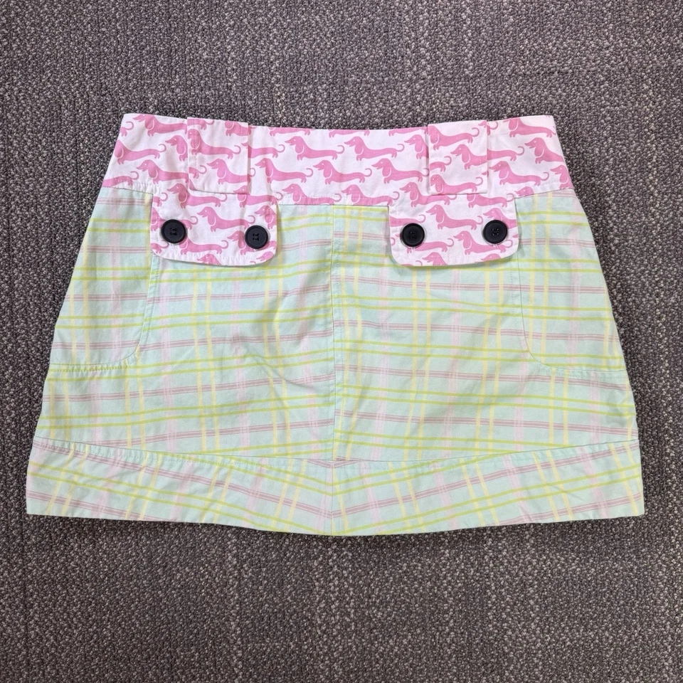 Rare Custo Barcelona Mini Skirt S Dachshund Dog Plaid Mod Y2K Whimsy Prep Pleat - Image 4 of 4