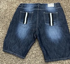 Black Lacquer Black Denim Shorts Hip Hop Skater Baggy Wide Leg Mens Size 42x12