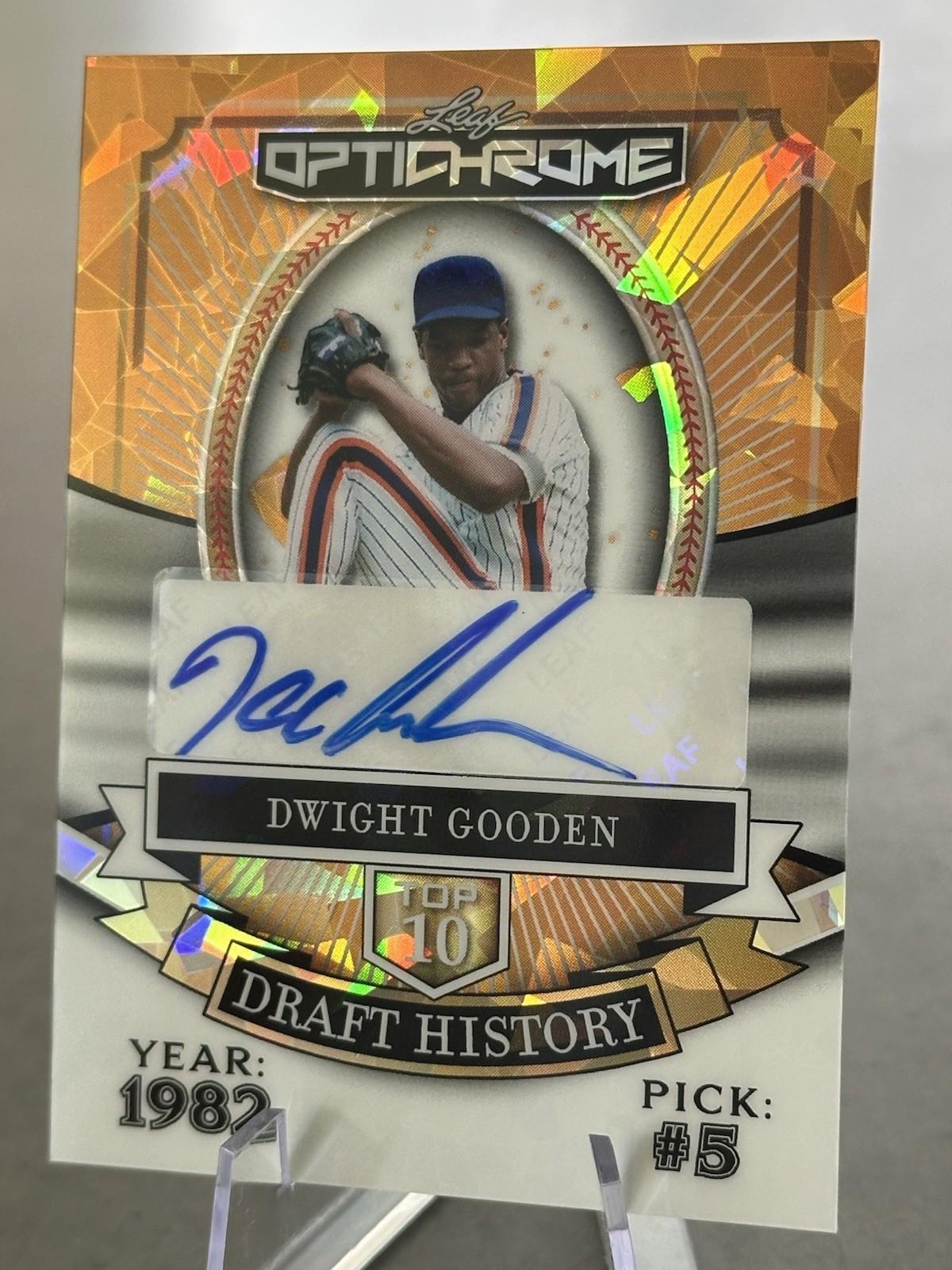 🔥Dwight “Doc” Gooden  1/1 Auto 2025 Leaf Optichrome Draft History HA-DG1🔥