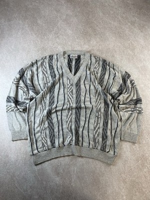 Monello Pullover Herren XL Coogi Style Geometrisch 3D Strick Wollmischung Made in Italy