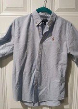 Boys Ralph Lauren Light Blue Oxford Dress Shirt Long Leeve Button Up Sz Small