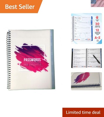 Spiral Bound Password Organizer with Heavyweight Paper - 96 Entries Available
