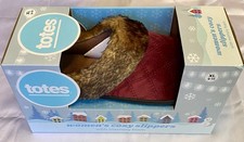 Totes Women  s Cozy Slippers Memory Foam Size XL 9-10  Burgundy Garnet Faux Fur