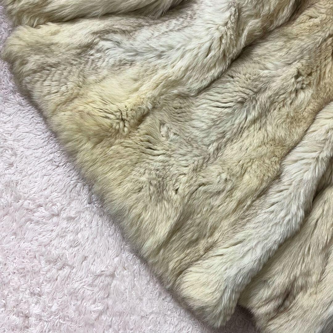 SAGAFOX Silver Tag White Real Fox Fur Coat Thick Vintage XL Authentic image 8