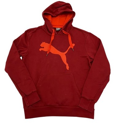 Puma Hoodie Mens Medium Red Logo Spell Out Pullover Sports Casual