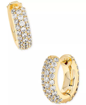 NEW Kendra Scott Mikki  Huggie Earrings 14K Yellow Gold Plated pave crystals