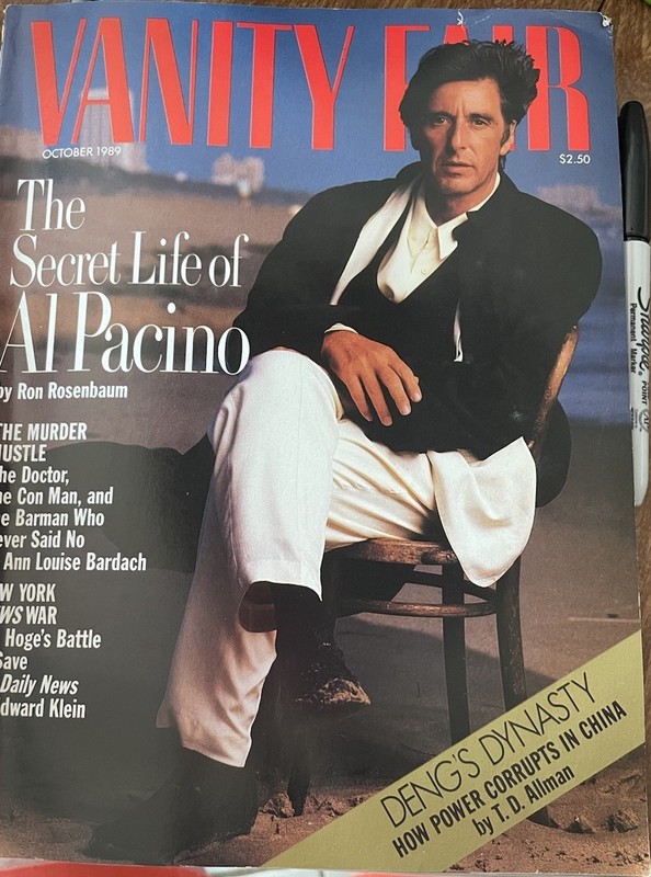 Vanity Fair Magazine October 1989 Al Pacino Very Good Condition 