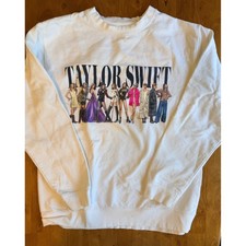 Taylor Swift Midnights Eras Tour White Sweatshirt Crewneck Graphic Pullover L