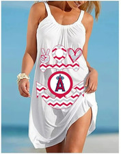 Los Angeles Angels Women Slip Dress Sleeveless Loose Beach Sundress