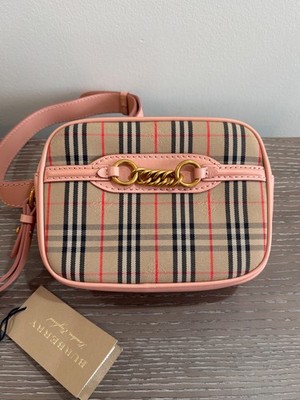Burberry Link Belt Bag Check Canvas And Peach Leather New | eBay