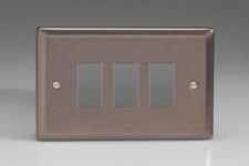 Modular Grid System Silver PowerGrid Plate Classic Pewter 3-Gang Yoke Included