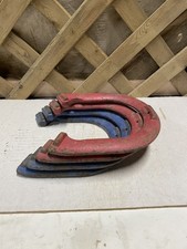 Set Of Vintage Horseshoes / 2 Red 2 Blue / 2.2 Lbs. / Steel