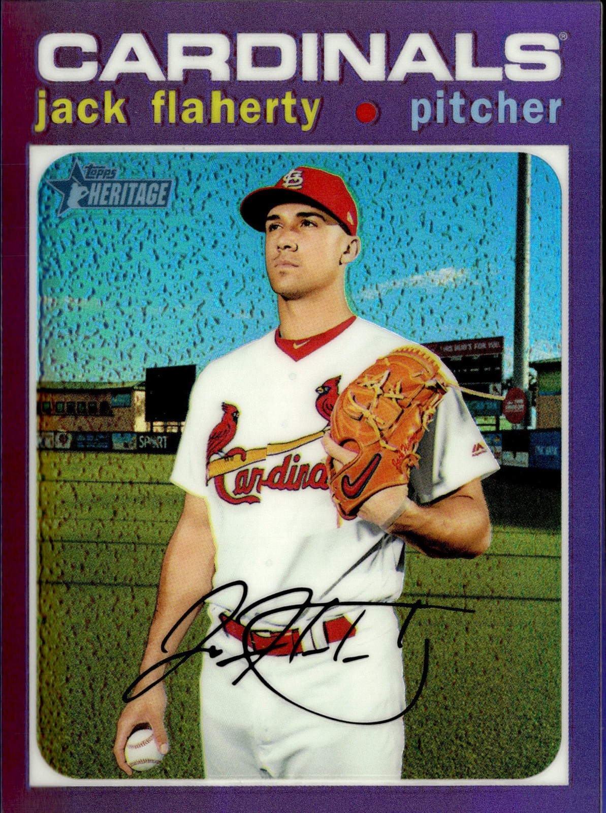 2020 Topps Heritage #THC-261 Jack Flaherty Chrome Purple Refractor
