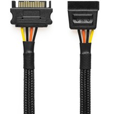 CRJ 15-Pin SATA Power Extension Cable - 24-inch 60cm , Black Sleeved - SSD, HDD