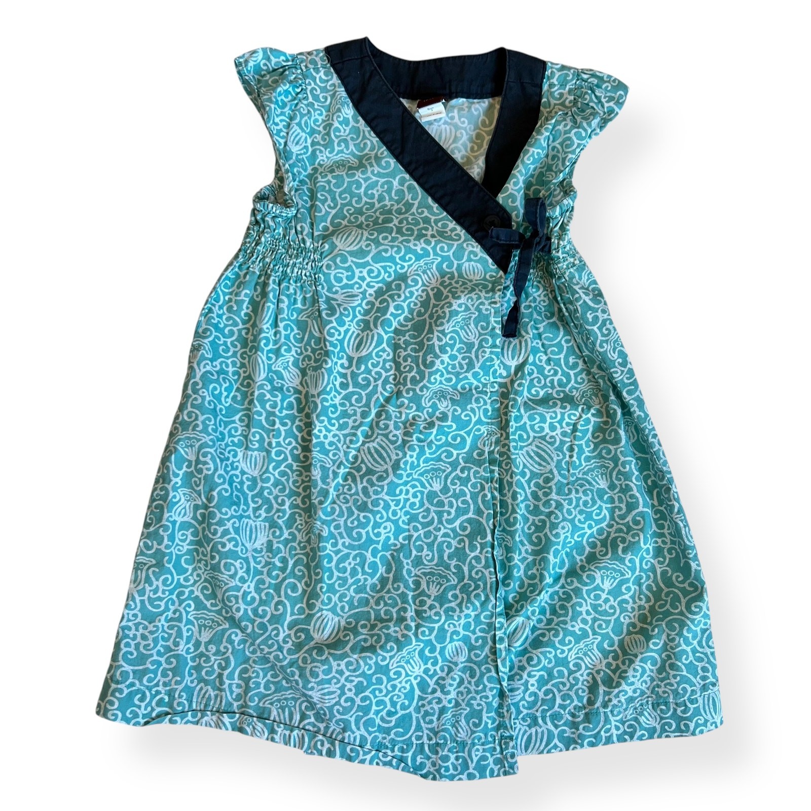 Tea Collection Hanji Floral Wrap Dress Korea Smocking Girls 3