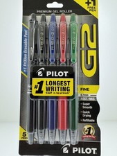 5 pk Pilot G-2 Retractable Gel ROLLER Pens Fine Point 0.7 assorted colors 23057