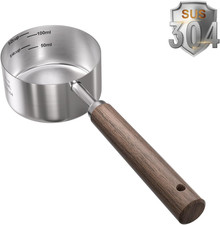 Dog-Cat Food Scoop Measuring-Cup - 1/2 Cup 4 Oz ,304 stainless steels,Black wal