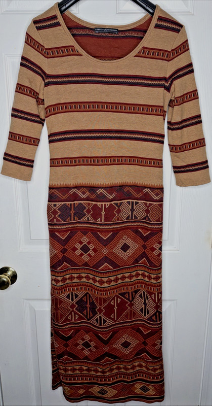 Peruvian Connection Sz Small Aztec Stretch Pima Cotton Bodycon Sweater Dress