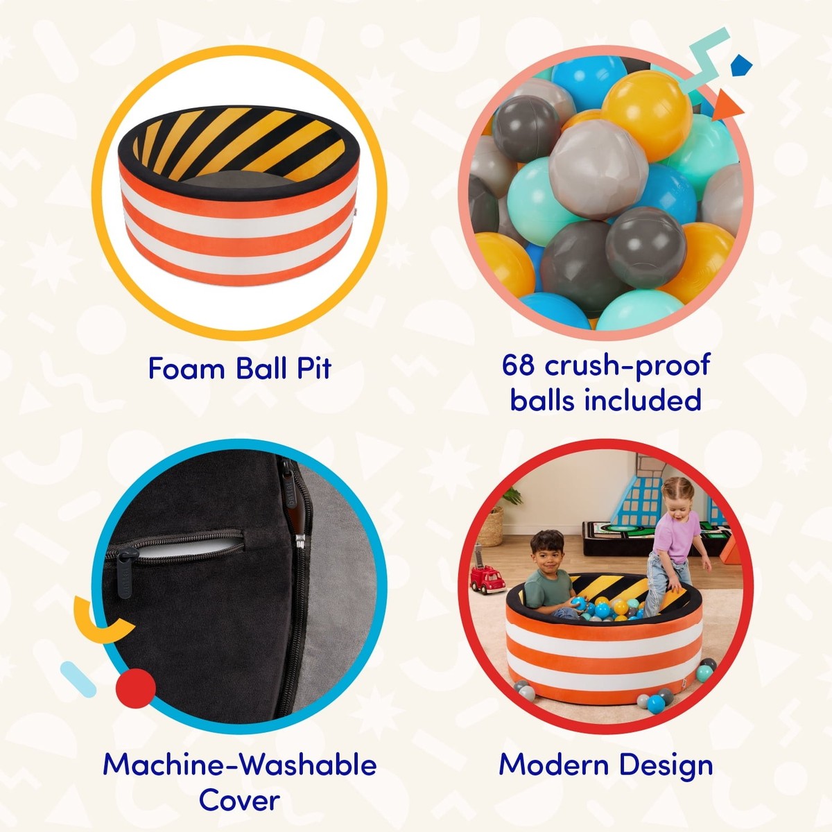 Battat Hop In Ball Pit Build City, Collapsible Foam Frame with 68