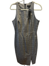 NWT Banana Republic Sz 10 Gray Glen Check Plaid Sleeveless Sheath Dress Size 10
