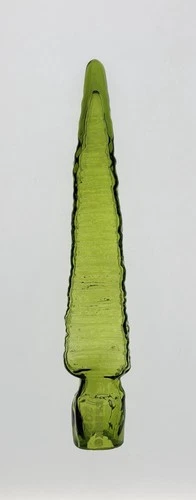 Blenko Handmade Glass Textured Garden Spear in Olive Signed